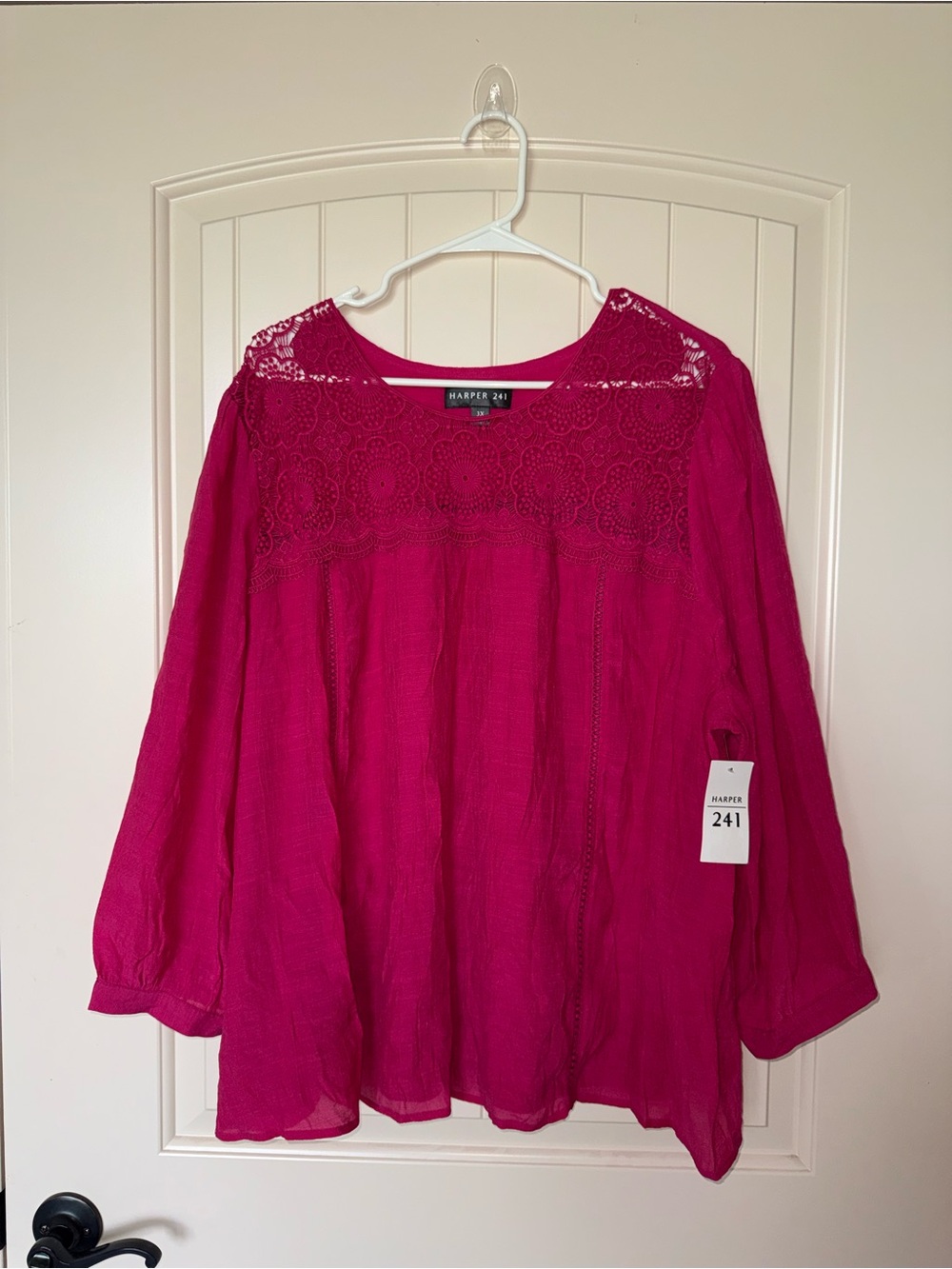 Harper Magenta Lace Yoke Tunic Top
